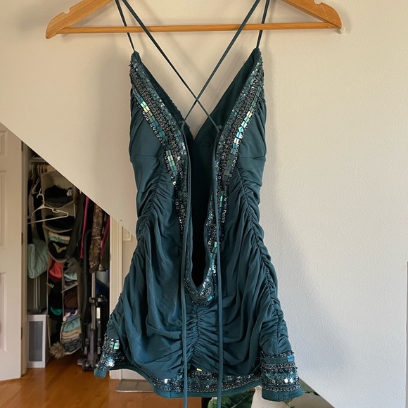 BCBG Maxazria turquoise halter top size small - Picture 3 of 6